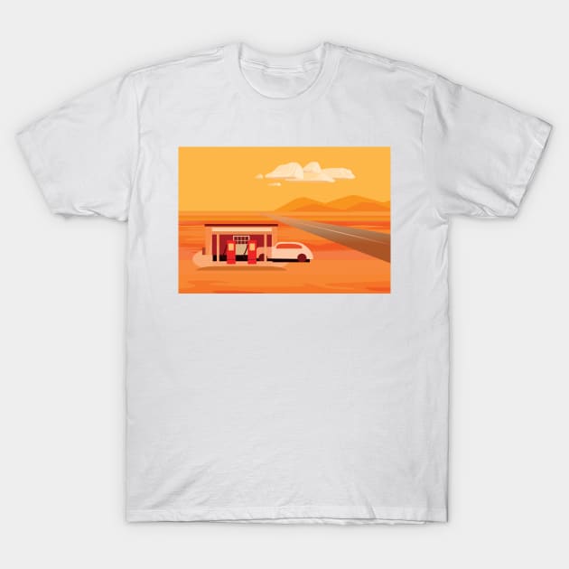 Old Gas Station in Tonapah T-Shirt by charker